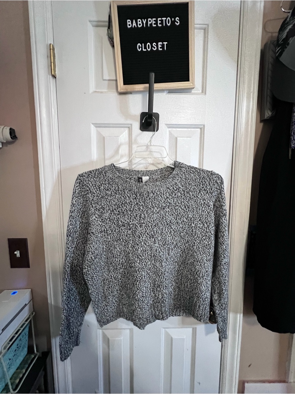 Divided Marled Black & White Crewneck Sweater